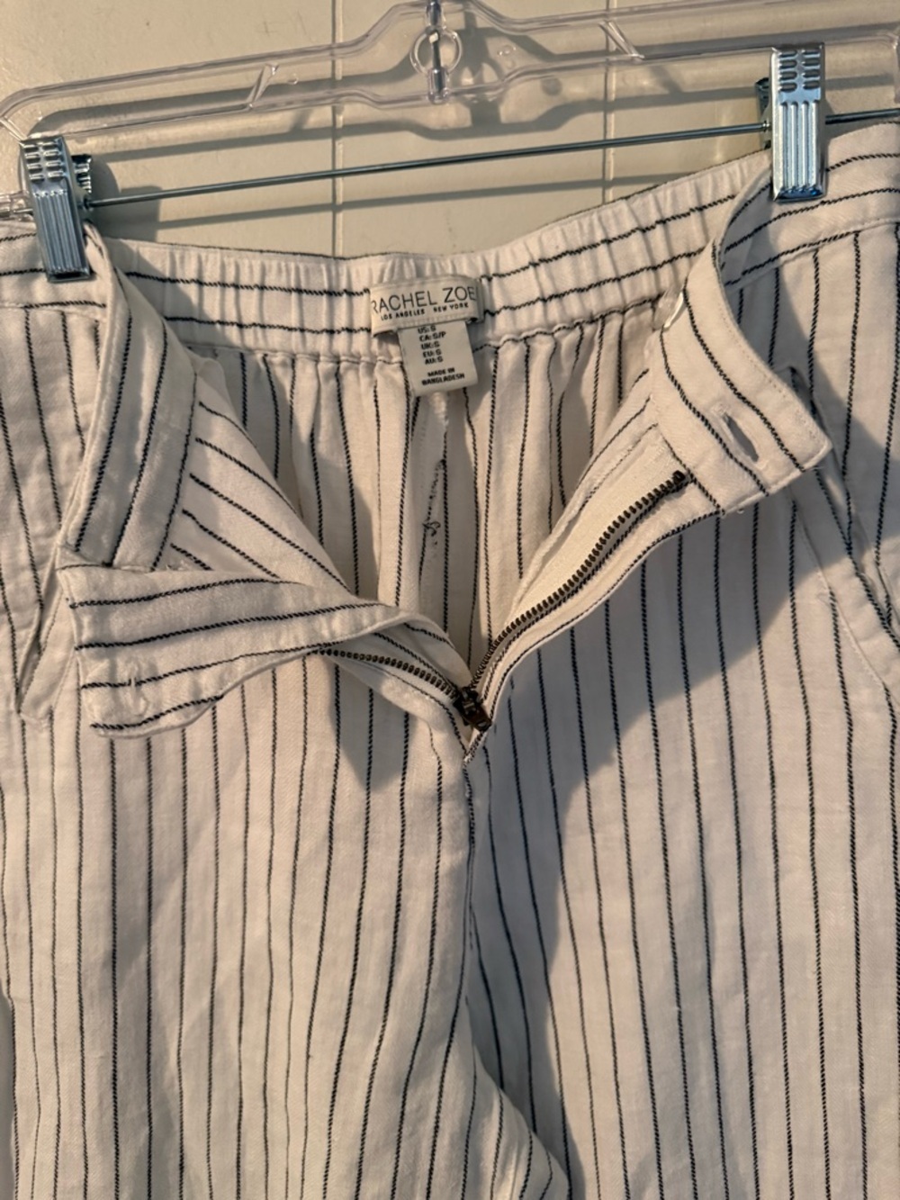 Rachel Zoe White Black Striped Linen Pants, Size S - Picture 5 of 9
